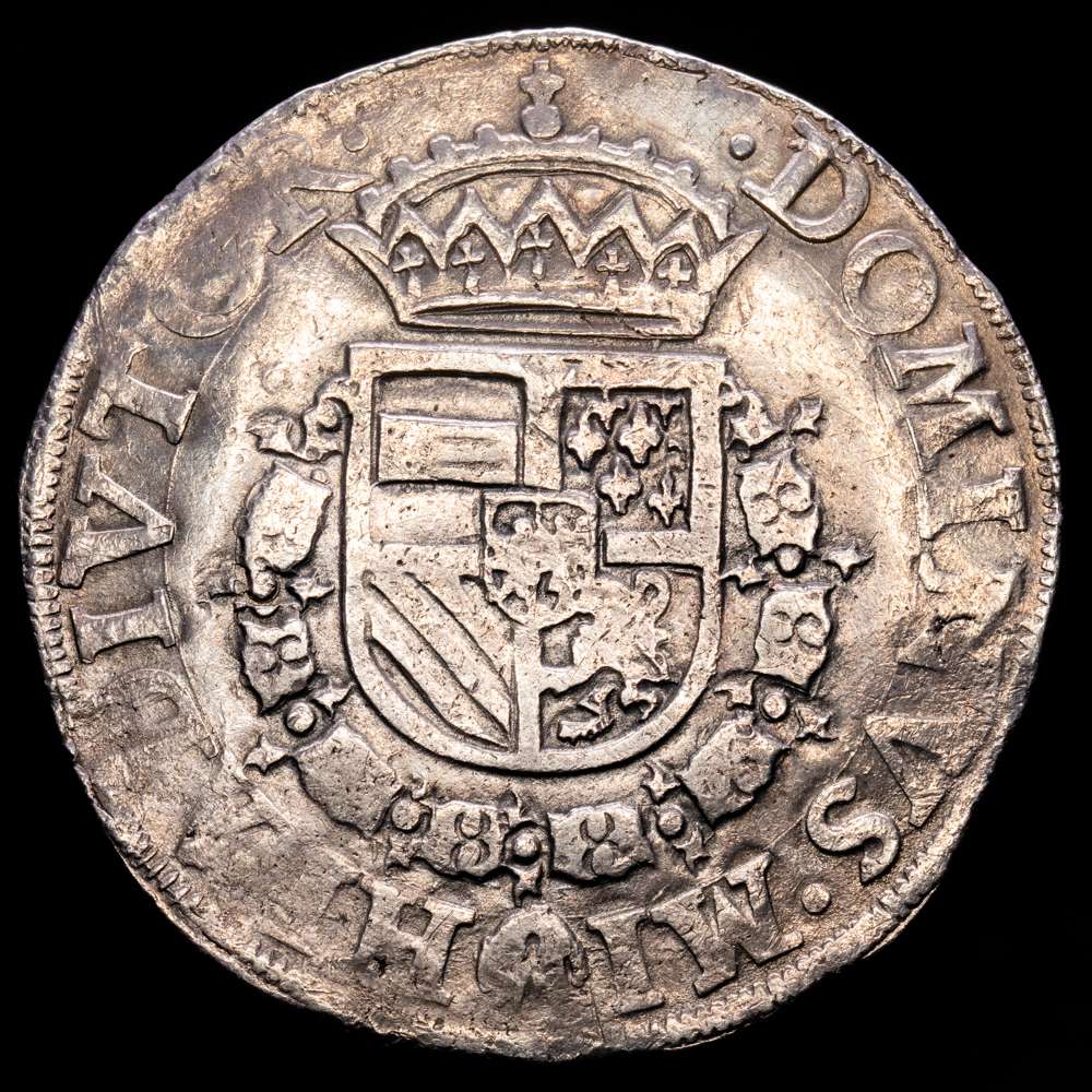 Felipe II (1556-1598). 1 escudo de Borgoña. 1568. Ámbares. (Tauler-1274). (Vti-1305). (Vanhoudt-290.AN). Ag. 29,88 gramos. MBC+